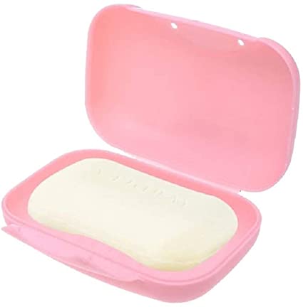 Vonpri Soap Holder Container, Portable Bar Soap Saver Scrubber Case for Bathroom and Kitchen (Pink)