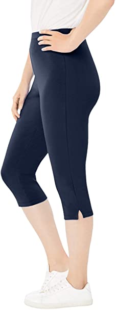 Woman Within Women's Plus Size Stretch Cotton Capri Legging