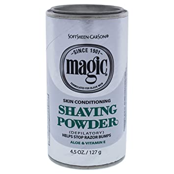 Razorless Shaving for Men by SoftSheen-Carson Magic Skin Conditioning Shaving Powder, with Vitamin E and Aloe, Formulated for Black Men, Depilatory, Helps Stop Razor Bumps, 4.5 Ounce