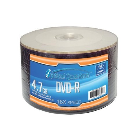 Optical Quantum OQDMR16WIPH-50SP 16X 4.7 GB DVD-R White Inkjet Printable Recordable 50-Disc Spindle