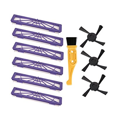 Buti-Life 6-pack High-performance Filter Replacement   3 Side Brushes for All Neato Botvac Series Models, 70e 75 80 85