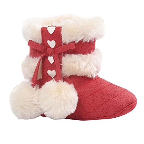 Voberry® Baby Toddler Girls Knit Soft Winter Warm Snow Boot Fur Trimmed Pom Pom Boots