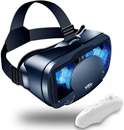 VR Headset Virtual Reality VR 3D Glasses VR Set Incl 3D Virtual Reality Goggles, Controller, Adjustable VR Glasses - Compatible with iPhone and Android Support 7 inch[with Gamepad]