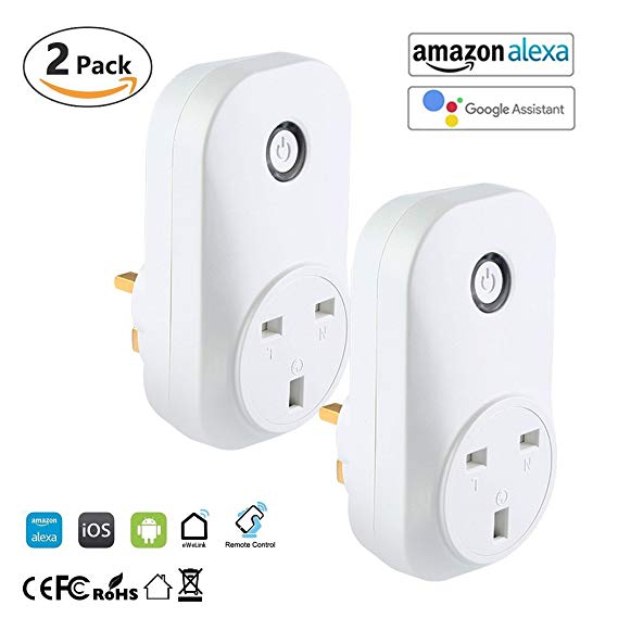 Smart Plug Mini WiFi Outlet Ablue WiFi Plug, Works with Alexa Echo & Google Assistant, No Hub Required Timing Function Remote Control Your Devices from Anywhere ,UK Plug(2 Pack)