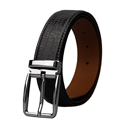 XIANGUO Men's Genuine Leather Belts Distinct Style with Crocodile Pattern