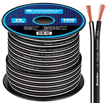 InstallGear 14 Gauge AWG 100ft Speaker Wire Cable - Black