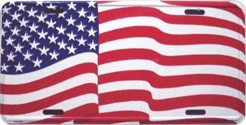 HangTime American Flag Patriotic Metal License Plate 6 x 12