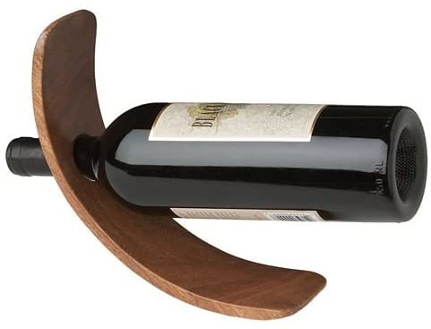 Curved Single Bottle Wood Stand - 9258