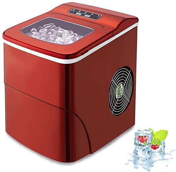 AGLUCKY Counter top Ice Maker Machine,Compact Automatic Ice Maker,9 Cubes Ready in 6-8 Minutes,Portable Ice Cube Maker with Ice Scoop and Basket