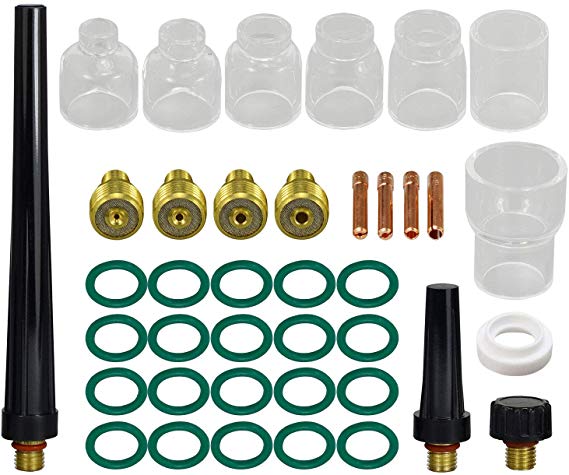 TIG Gas Lens Collet Body Pyrex Cup Kit for DB SR WP 9 20 25 TIG Welding Torch 39pcs