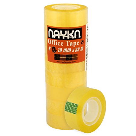 Nayka All-Purpose Adhesive Tape (8 Rolls) – Home, Office, Storage or Light Packing – Great for Letters, Holiday Gift Wrapping, Parcels and Small Boxes – Transparent