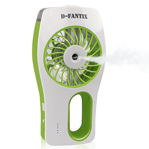 D-FantiX Handheld Fan Battery Operated Portable Fan Water Misting Fan Personal Humidifier Fan USB Powered for Beauty, Home, Office and Travel (Green)