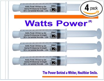 Watts Power Deep Stain 36% Teeth Whitening Gels - Home Use Huge 10ml - Same Results As 44% but Safer & Without the Sting - Optimized OTC Formula with Dual Action Surface & Deep Stain Whitening in As Little As 15 Minutes - Made in the USA
