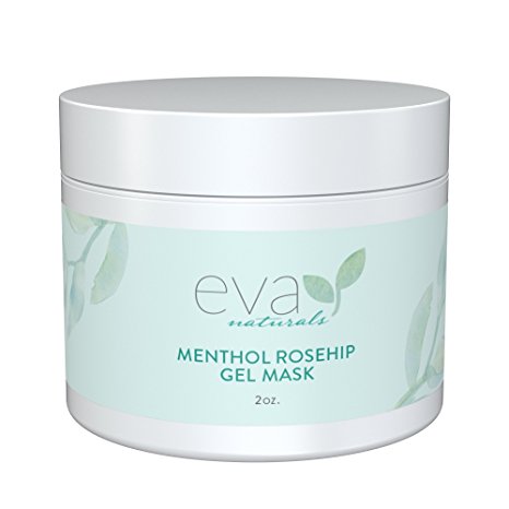 Menthol Rosehip Gel Mask by Eva Naturals - Peppermint Oil, Vitamin C - Organic Skin Care - Best Facial Mask Moisturizer - Pore Minimizer - Prevents Wrinkles & Fine Lines