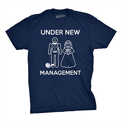Mens Under New Management Funny Wedding Party Shirts Bachelor Novelty T shirt