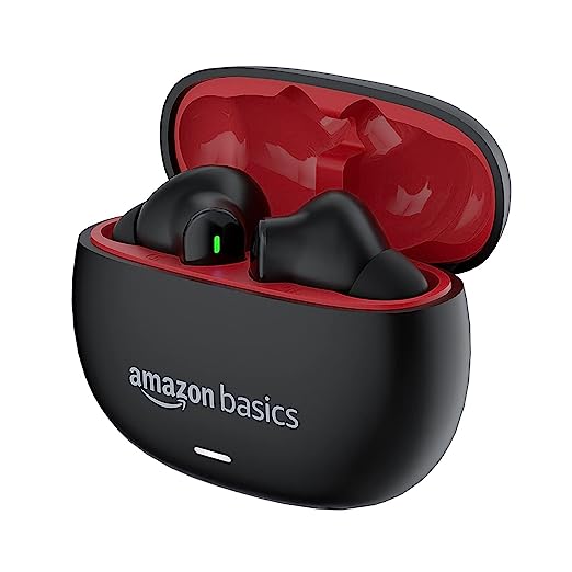 AmazonBasics True Wireless in-Ear Earbuds with Mic, Low-Latency Gaming Mode (Up to 50 ms), Touch Control, IPX5, Bluetooth 5.3, Up to 50 Hours Play Time, Voice Assistance and Fast Charging (Black)