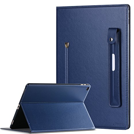 iPad Pro 12.9 Case, iPad Pro Case, BENTOBEN [Apple Pencil Holder] [Auto Wake/Sleep] Slim Folio Faux Leather Kickstand Smart Cover Protective Case for iPad Pro 12.9 Inch Retina, Navy Blue