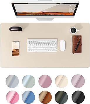 YSAGi Leather Desk Mat, Large Mouse Mat, Non-Slip Desk Pad Desk Protector Mat, Waterproof PU Leather Laptop Mat Table Mat Desk Writing Pad for Office and Home (80 x 40 cm, Beige)