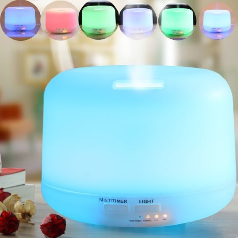 Kumiba 300ml Aromatherapy,Essential Oil Diffuser, Diffuser Portable Ultrasonic Aroma Humidifier with 7 Color Changing LED Lamps, Mist Mode Adjustment and Water-less Auto Shut-off Function