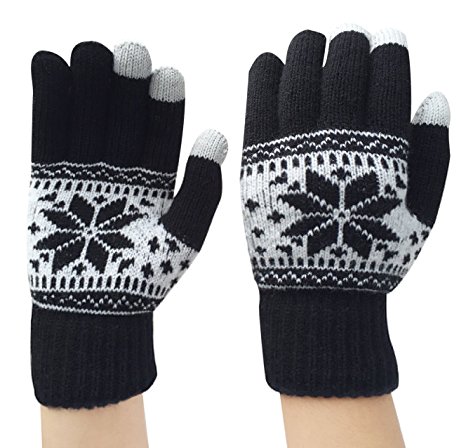 Chalier Unisex Touch Screen Gloves Warm Knit Winter Gloves Mittens