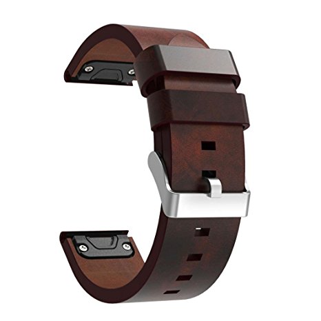 SUKEQ Luxury Leather Replacement Strap 22mm QuickFit Watch Bands For Garmin Forerunner 935