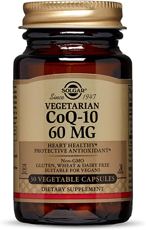 Solgar Vegetarian CoQ-10 60 mg, 30 Vegetable Capsules - Heart Healthy, Protective Antioxidant - Coenzyme Q10 (CoQ-10) Supplement - Non-GMO, Vegan, Gluten Free, Dairy Free, Kosher - 30 Servings