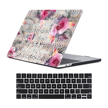 Macbook New Pro 13" Case 2017&2016 Release A1706/A1708 Rubberized Hard Shell Case Cover Keyboard Cover For MacBook Pro 13 W/Without Touch Bar & Touch ID (Lace Floral 2)