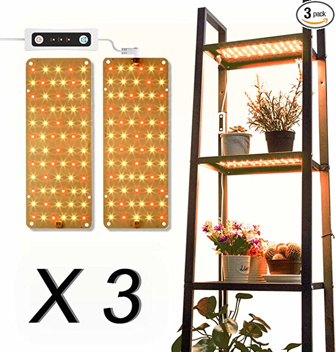 DOMMIA Grow Lights for Indoor Plants, 3 Pack Full Spectrum LED Grow Light with Auto ON & Off Timer, 132 LEDs Sunlike Plant Light for Hydroponics, Succulents & More, Easy to Assemble