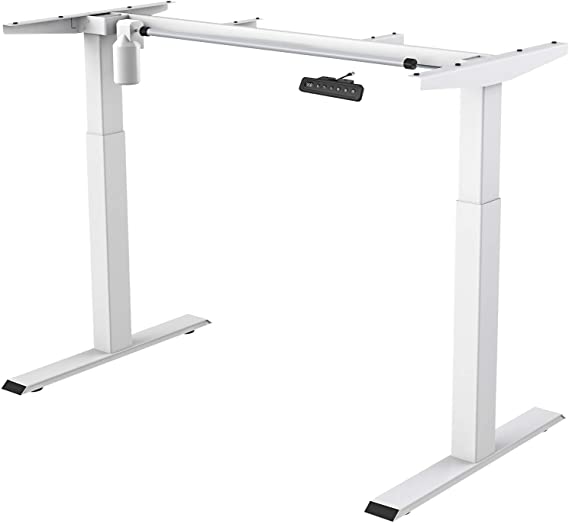MAIDeSITe Height Adjustable Electric Standing Desk Frame Two-Stage with Heavy Duty Steel Stand up Desk Computer Desk with Automatic Memory Smart Pannel (White)
