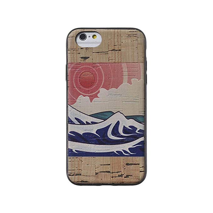 Wood Case Compatible with iPhone XR - Izu Printed Cork Fashion case by Reveal Shop - Natural Eco-Friendly Stylish Cork Wood Exterior w/Japanese Print (Japanese Print, XR)