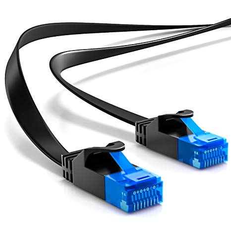 deleyCON 0.25m CAT6 flat network cable U-UTP RJ45 CAT-6 gigabit ethernet LAN UUTP patch cable copper switch router modem repeater patchpanel - black