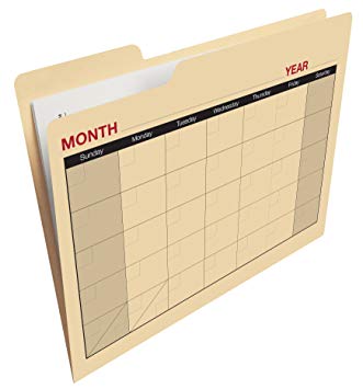 Find-It Calendar File Folders, 12 Pack, Manila (FT07465)