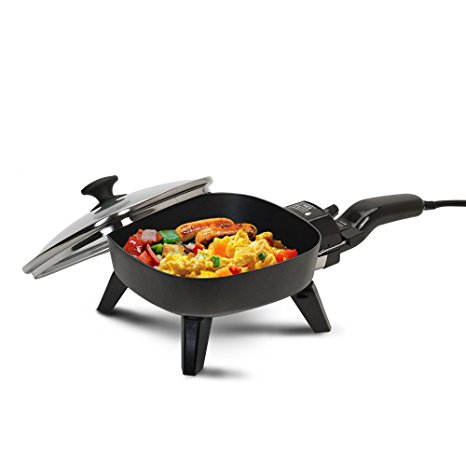 Elite Cuisine EFS-400 Maxi-Matic 7-Inch Non-Stick Electric Skillet with Glass Lid, Black