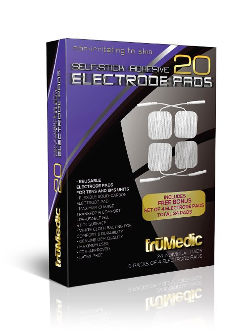 truMedic Replacement Pads Oem Tens Electrode Pads, White, 24 Individual Pads