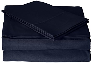 Cathay Home 90GSM Solid Sheet Set, Queen, Navy