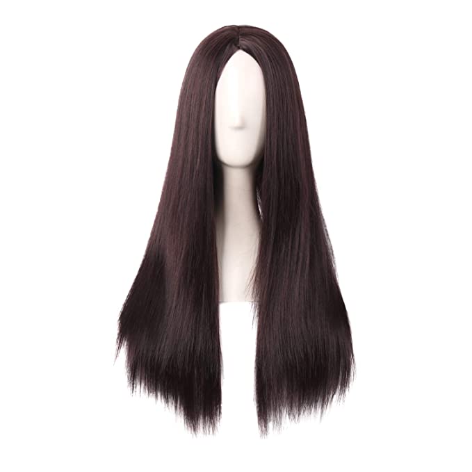 MapofBeauty 28 Inch/70cm Women Special Long Straight Synthetic Wig (Dark Brown)