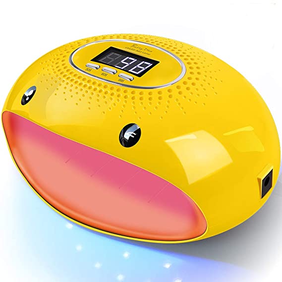 PrettyDiva Cute UV Nail Lamp - 54W LED UV Gel Light Nail Dryer for Gel Nail Polish, Curing Lamp for Both Hand with Auto Sensor LCD Screen for Fingernails & Toenails - Cartoon Yellow