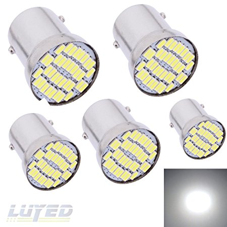 LUYED 5 x 500Lumens 1156 3014 36-EX Chipsets 1156 1141 1003 7506 LED Bulbs Used For RV Camper,Xenon White(Provide adequate illumination for one side irradiation)