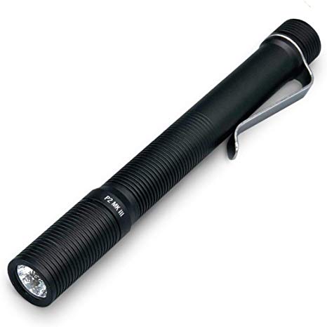 Foursevens Preon P2 MKIII Flashlight, Bright and Compact EDC Pocket Flashlight with 6 Configurable Modes: Low, Med, High, Strobe, SOS, Beacon (Black Anodized)