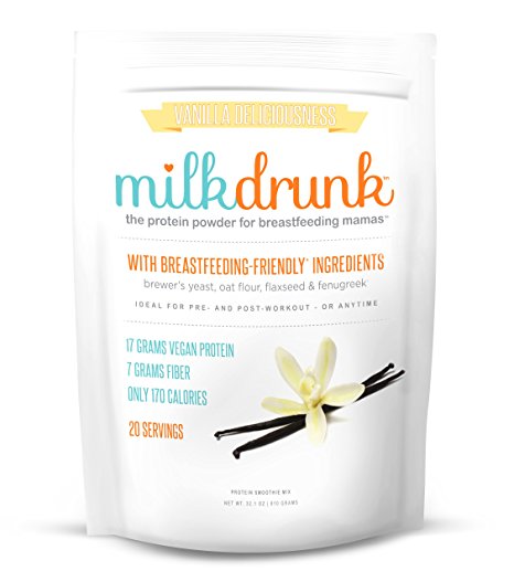 Milk Drunk - Protein Powder for Breastfeeding Mamas - 20 Servings of Vegan Protein & Lactation-Boosting Ingredients - 17g Protein 7g Fiber 5g Sugar - Oat Flour, Flaxseed, Brewer's Yeast & Fenugreek