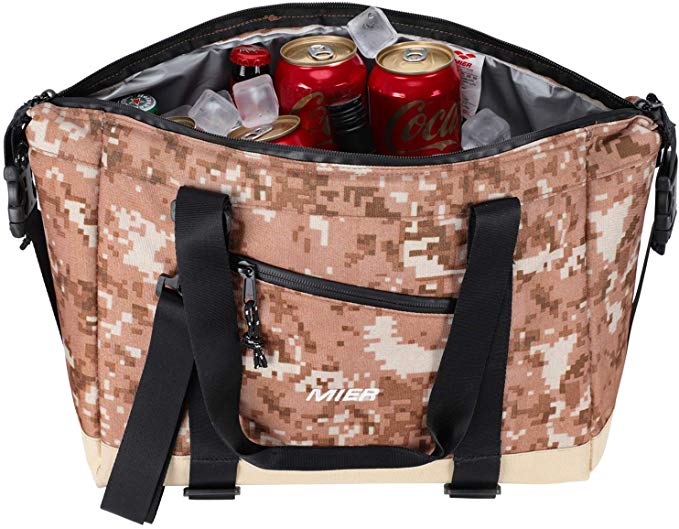 MIER Insulated Lunch Bag Tote with Shoulder Strap Leakproof Cooler Bag for Men and Women, 15 Can, Camo