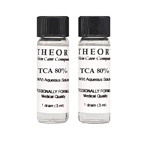 Trichloroacetic Acid TCA 80% Chemical Peel, 2-1 Dram Bottles, Medical Grade, Wrinkles, Fine Lines, Freckles, Scars, Age spots