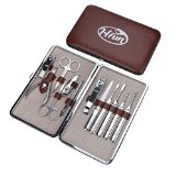 Tirain All in 1 Stainless Steel Personal Manicure Pedicure Ear Pick Nail-clippers Set Travel Grooming Kit ThanksgivingChristmas Gift Coffee Wrap