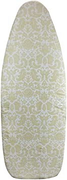 Homz 1950073 Ultimate Replacement Cover and Pad for Wide Width Ironing Board, 18" x 48" Yellow Damask,Set of 1