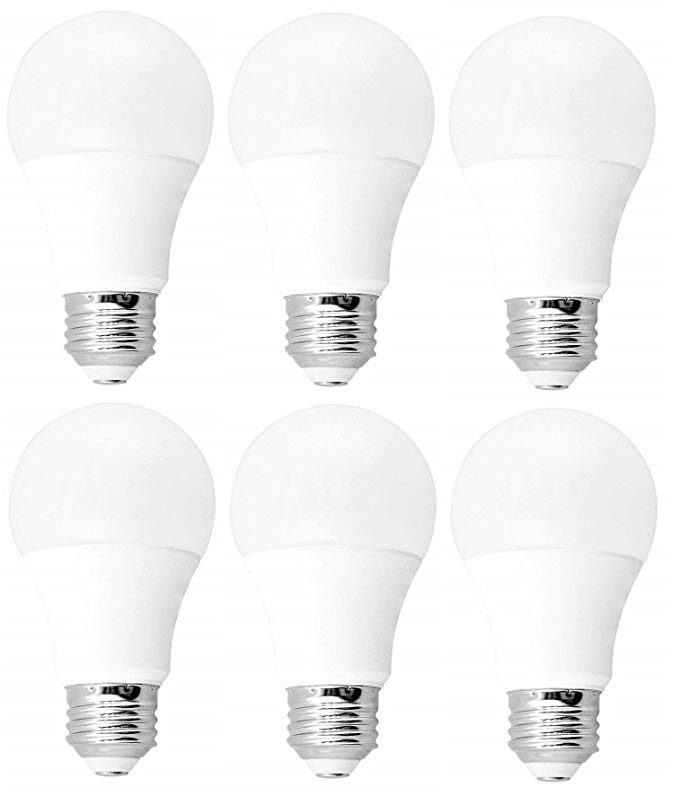 Bioluz LED 60 Watt LED Light Bulbs (Uses 9 Watts) ECO Series Cool White 4000K A19 LED Light Bulbs Daylight 6-Pack