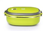 Bento Oval Lunch Box  Stainless Steel Liner  Leek Proof  Green