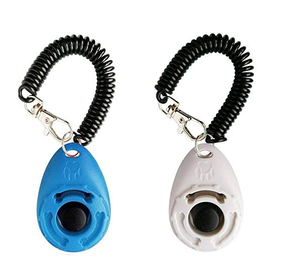 Winod Dog Training Clicker with Wrist Strap -Clicker 2-Pack(Blue   White)