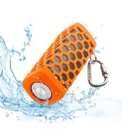 Portable Hi-fi Wireless Bluetooth Speaker Waterproof with Power Bank, Built-in 7000mAh Rechargeable Battery, 20 Hours Playtime, Powerful Surround Hi-fi Sound with Enhanced Bass (Orange)