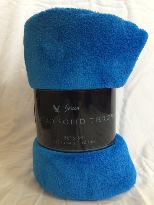 Ultra Soft Cozy Plush Fleece Warm Solid Colors Traveling Throw Blanket 50" X 60" (127 Cm X 152 Cm) (Royal Blue)