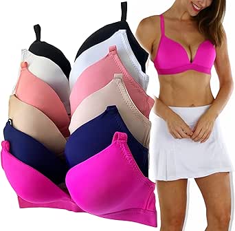 ToBeInStyle Women's Pack of 6 Padded Assorted Styles Supportive Bras Cup Size - A to DDD